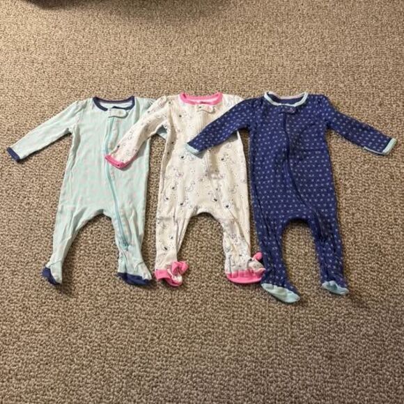 Bundle of 3 Cloud Island Infant Full Zip Sleepers 3-6 Month - Picture 1 of 4